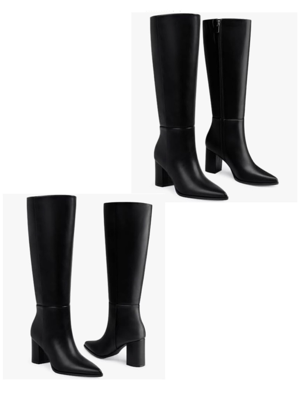 Women’s Black Leather Knee-High Boots NWOT - side zip - Picture 2 of 7